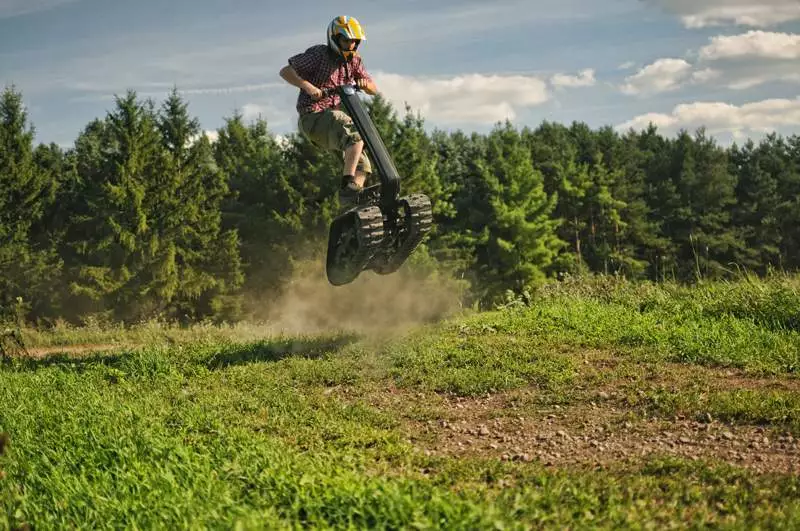 The DTV Shredder can travel over practically any terrain courtesy of its two continuous molded rubber tank treads