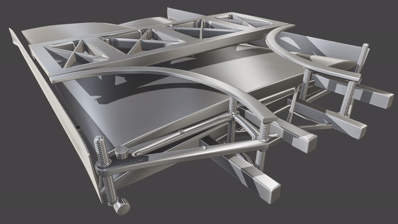 The wing spread and levelling mechanism