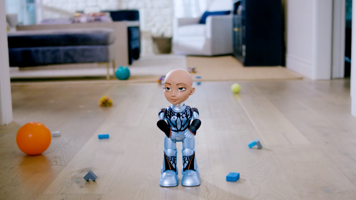 Little Sophia stands 14 in (36 cm) tall, with an expressive human face sitting on top of a robotic body