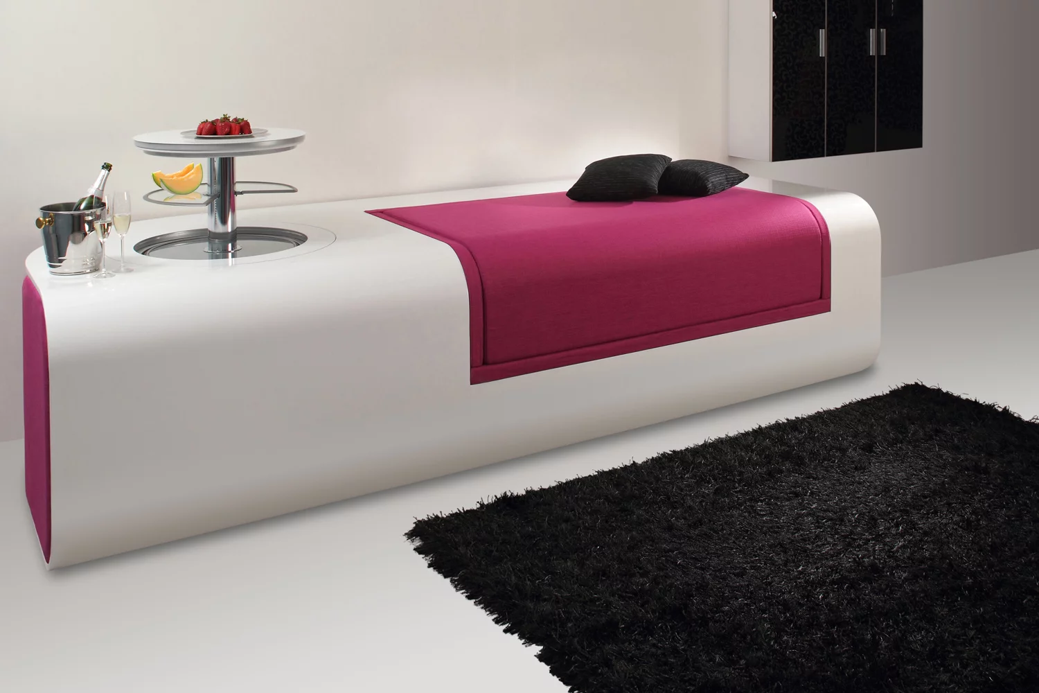 The SmarSofa has an in-built refrigerator so you can offer guests chilled food at the touch of a button