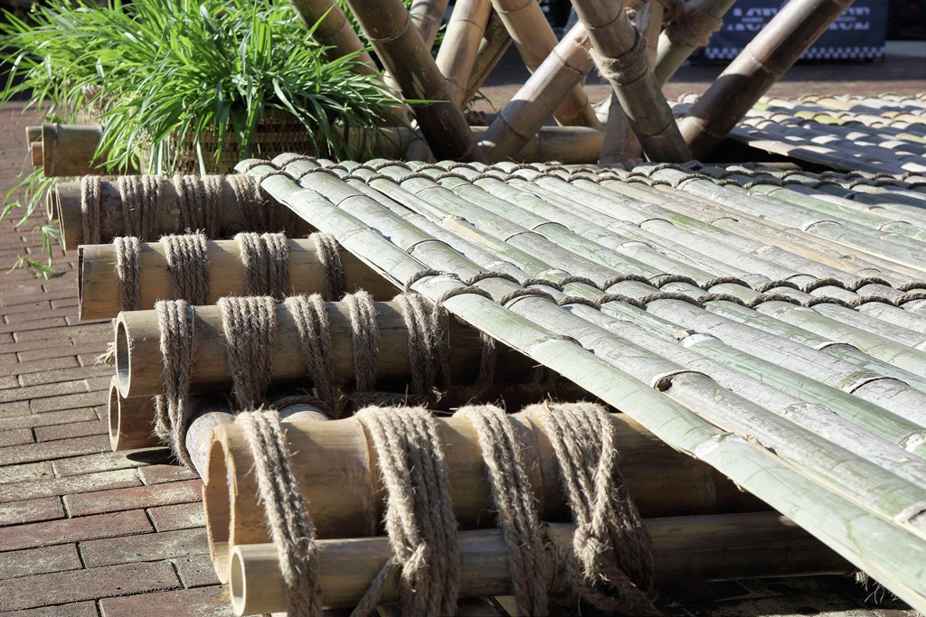 The floor of the structure is elevated slightly off the ground