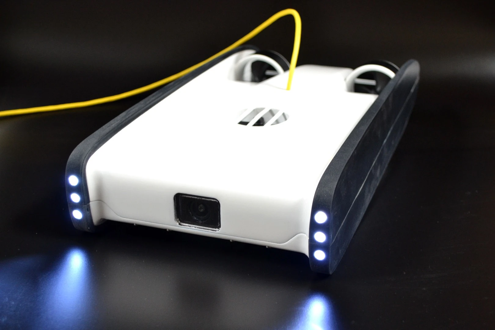 The Trident ROV has an HD camera and six LED spotlights