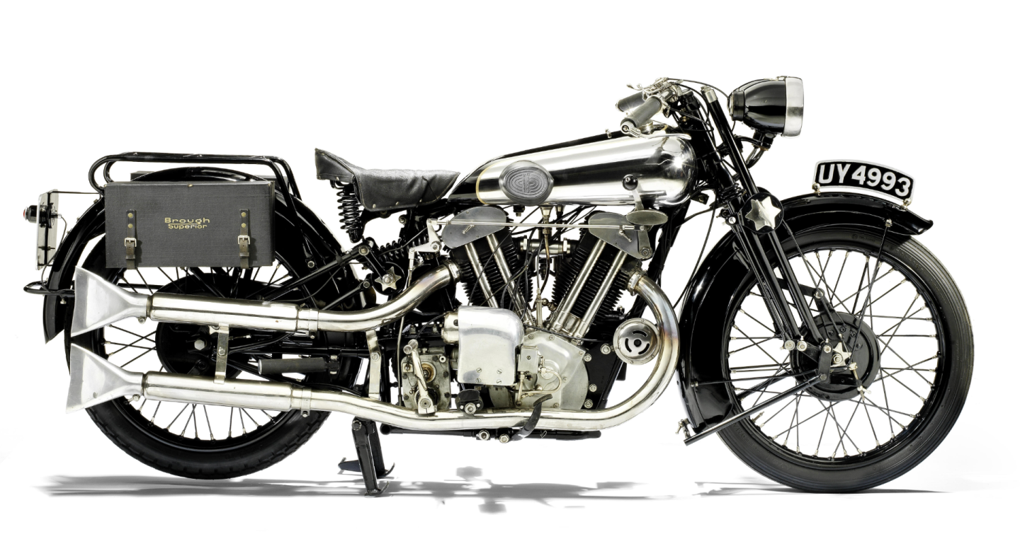 The record at auction for the model is US$492,973 (sold for GBP£315,100 in November, 2014) for the 1929 Brough Superior SS100 "Alpine Grand Sports" pictured above.