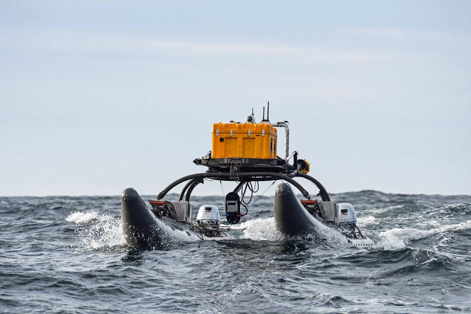 A WAM-V set up in an autonomous marine survey configuration