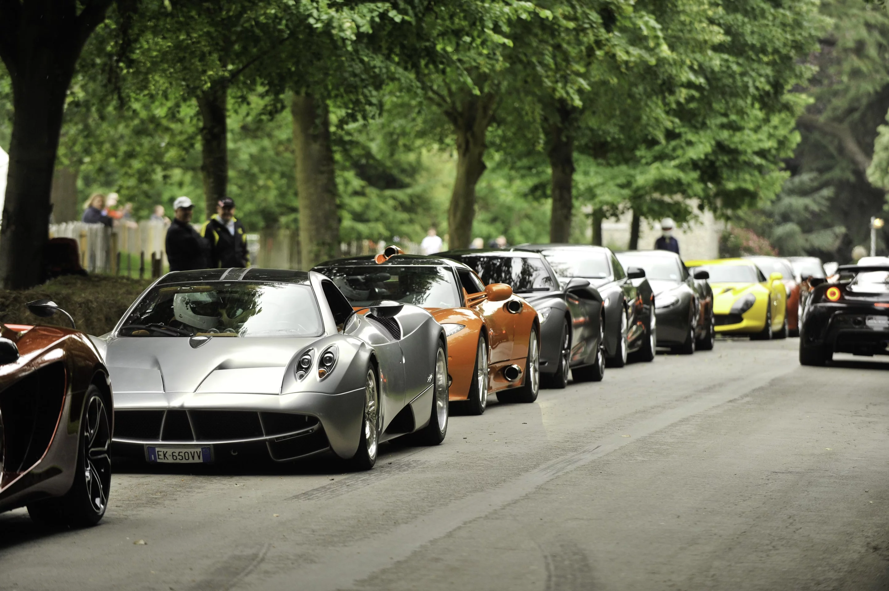 Lining up for the supercar run