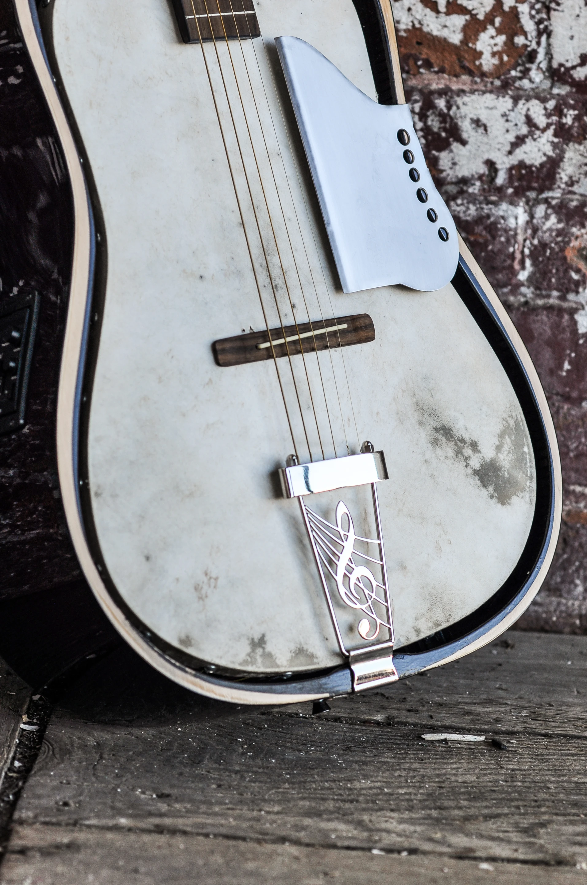Dan Bouillez added an after-market archtop tail piece, crafted a custom scratch plate and installed some Barcus Berry Breeze IV acoustic guitar pickups
