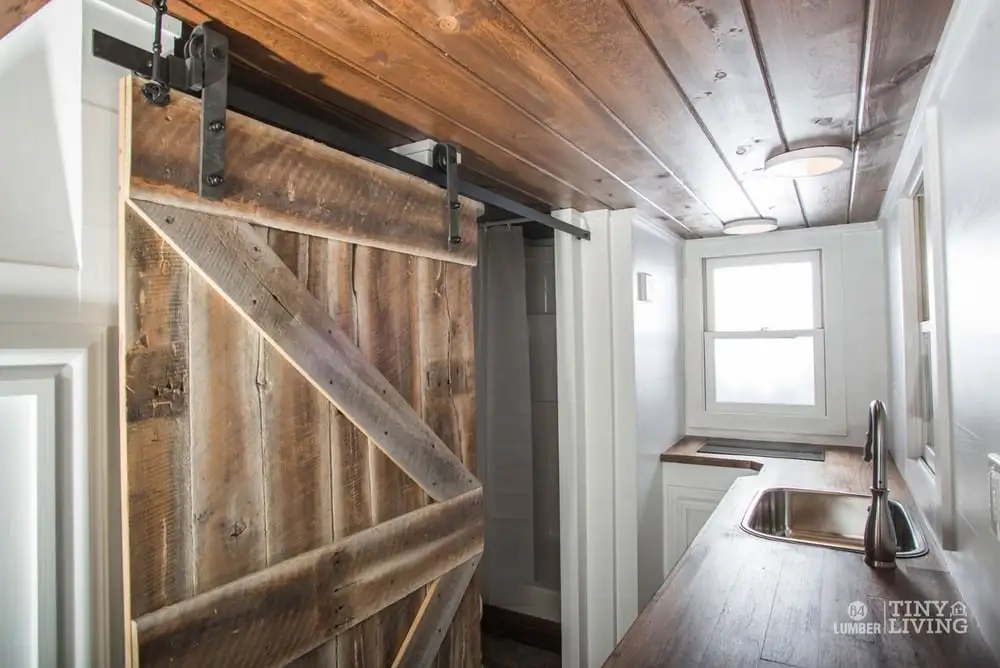 The Roving's bathroom and kitchen area