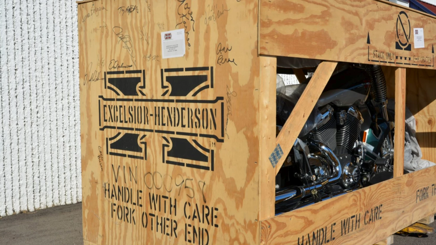 A crated 1999 Excelsior-Henderson Super X