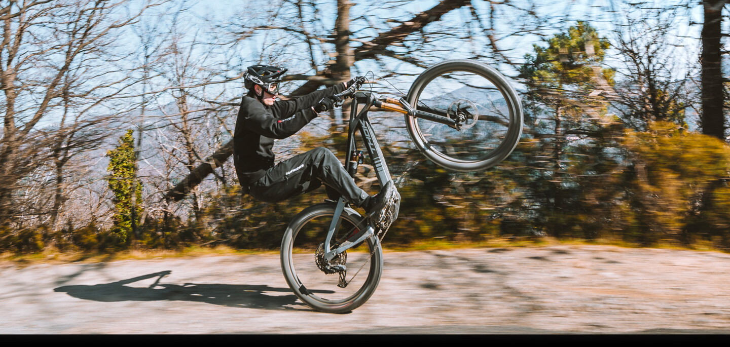 The Thok Gram RC Electric Mountain Bike features a Shimano EP8 mid-mount motor and SRAM GX Eagle gearset.