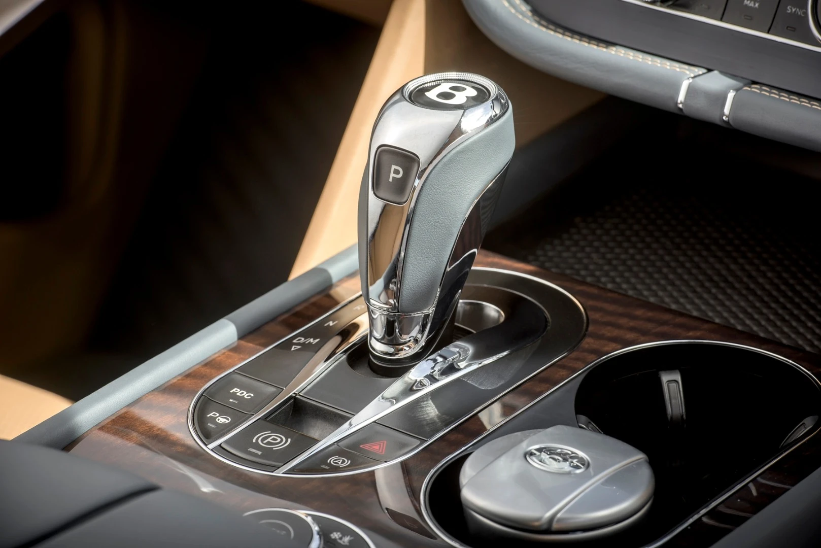 The Bentayga's automatic gear-stick is located on the center console