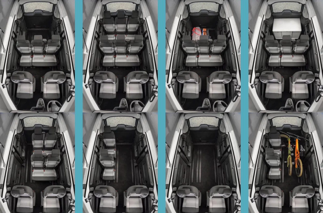 From eight seats, to camper van, to empty cargo van ... the layouts of the SpaceTourer Vanster