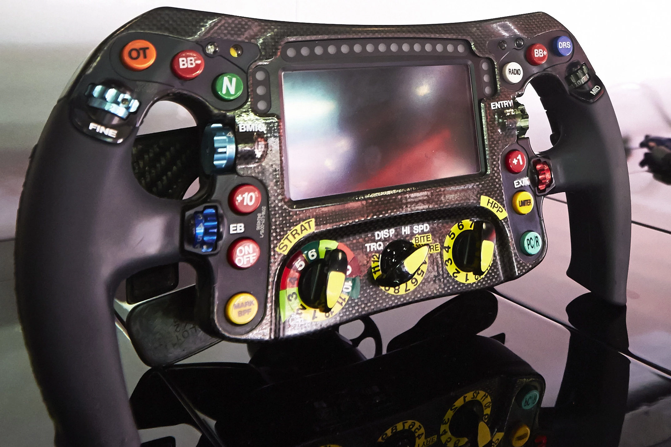 Race teams are normally very reticent to allow photographers a clear shot of the steering wheels of their cars. This rare view of the steering wheel and myriad controls which the drivers have available in the Mercedes-Benz F1 W05 Hybrid was taken during practice for the Spanish Grand Prix on the weekend.