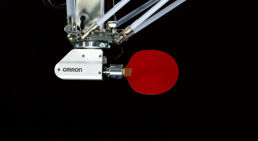 The robot returns the ball to a spot that makes it easy for the opponent to hit and does so at the same velocity at which the ball was received