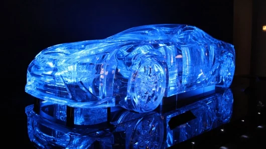 The full-scale see through model of the Lexus LFA on display in the "art gallery" at the Tokyo Motor Show