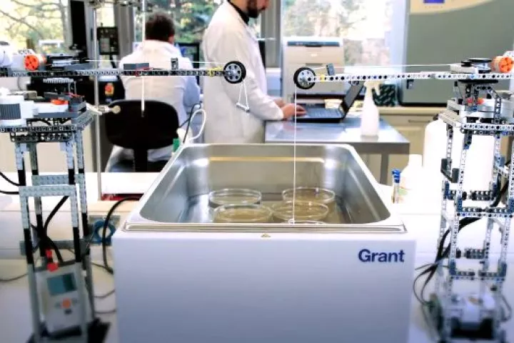 Scientists at Cambridge University have built robots out of LEGO, to assist in their research into creating artificial bone