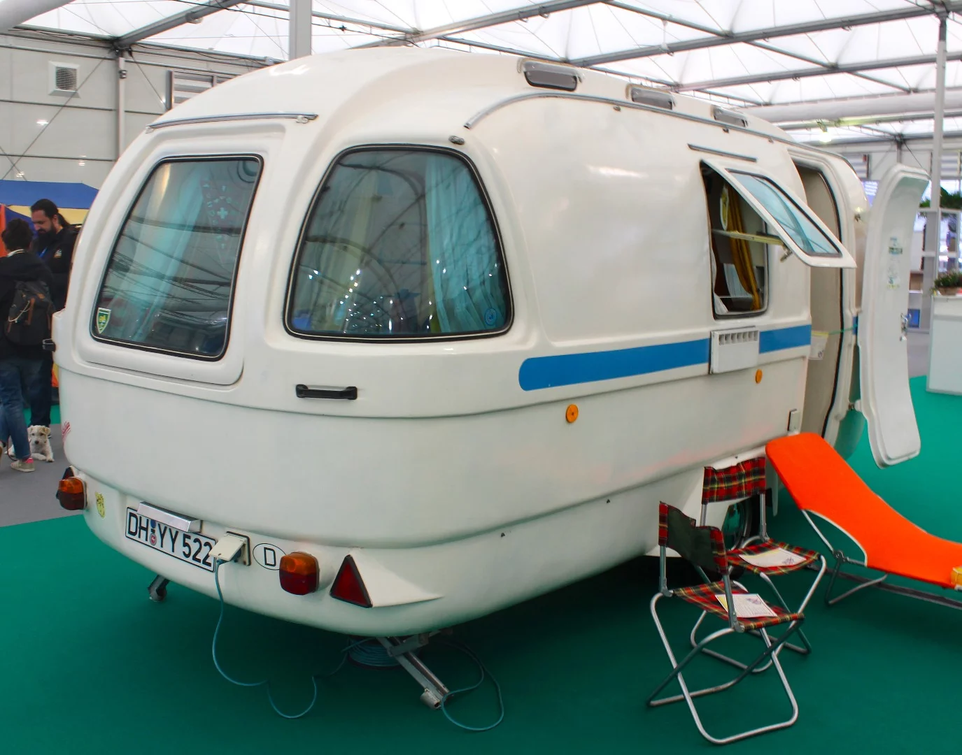 1973 Ferdinand Schaefer 500 polyester caravan on display in the Oldtimer section