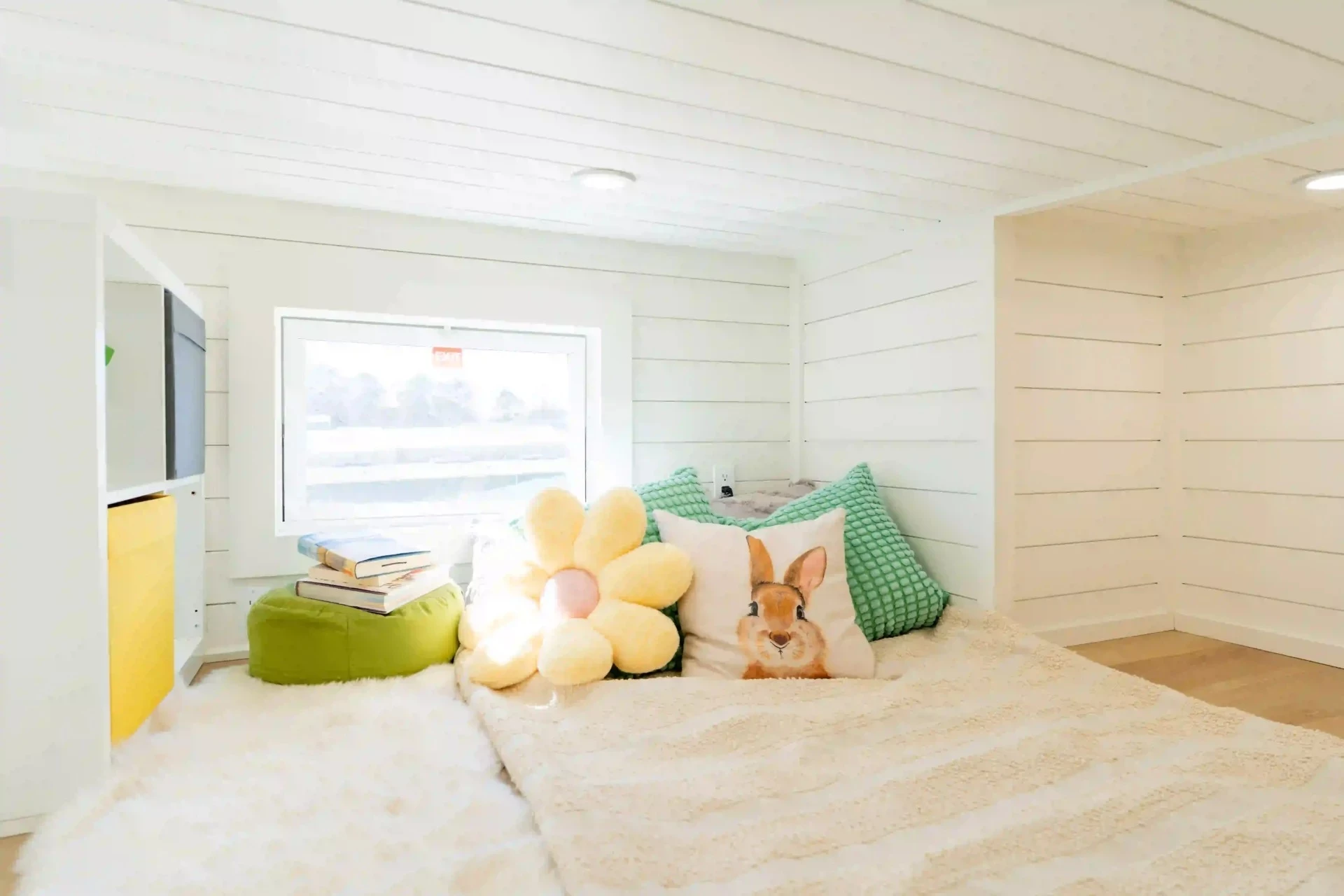 The secondary loft bedroom in the Avalon 32' look small but has enough space to fit a bed