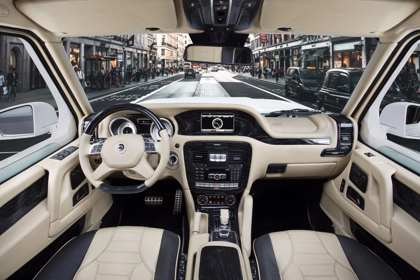Ares' cockpit and dash has a smoother, more cohesive design than the stock G-Class
