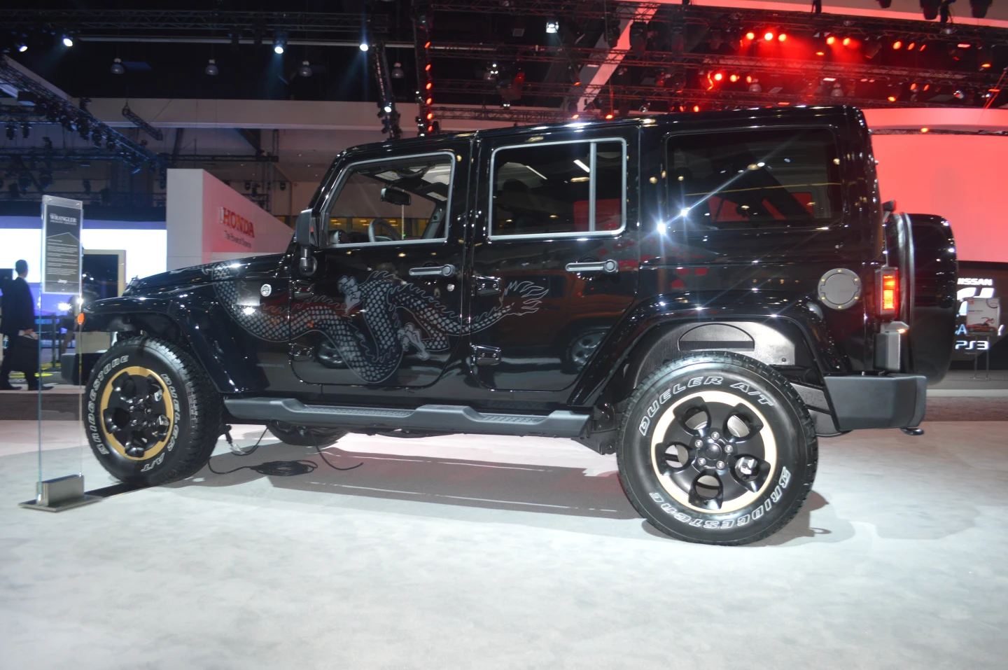 The black-bronze styling is applied inside and out