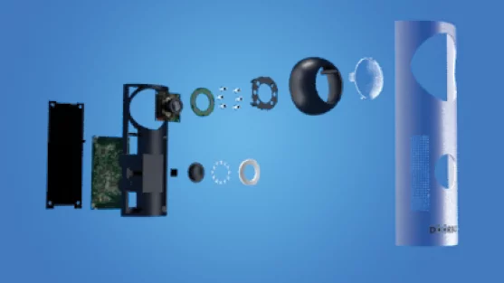 DoorBot is constructed from high density polymer, with a brushed aluminum faceplate