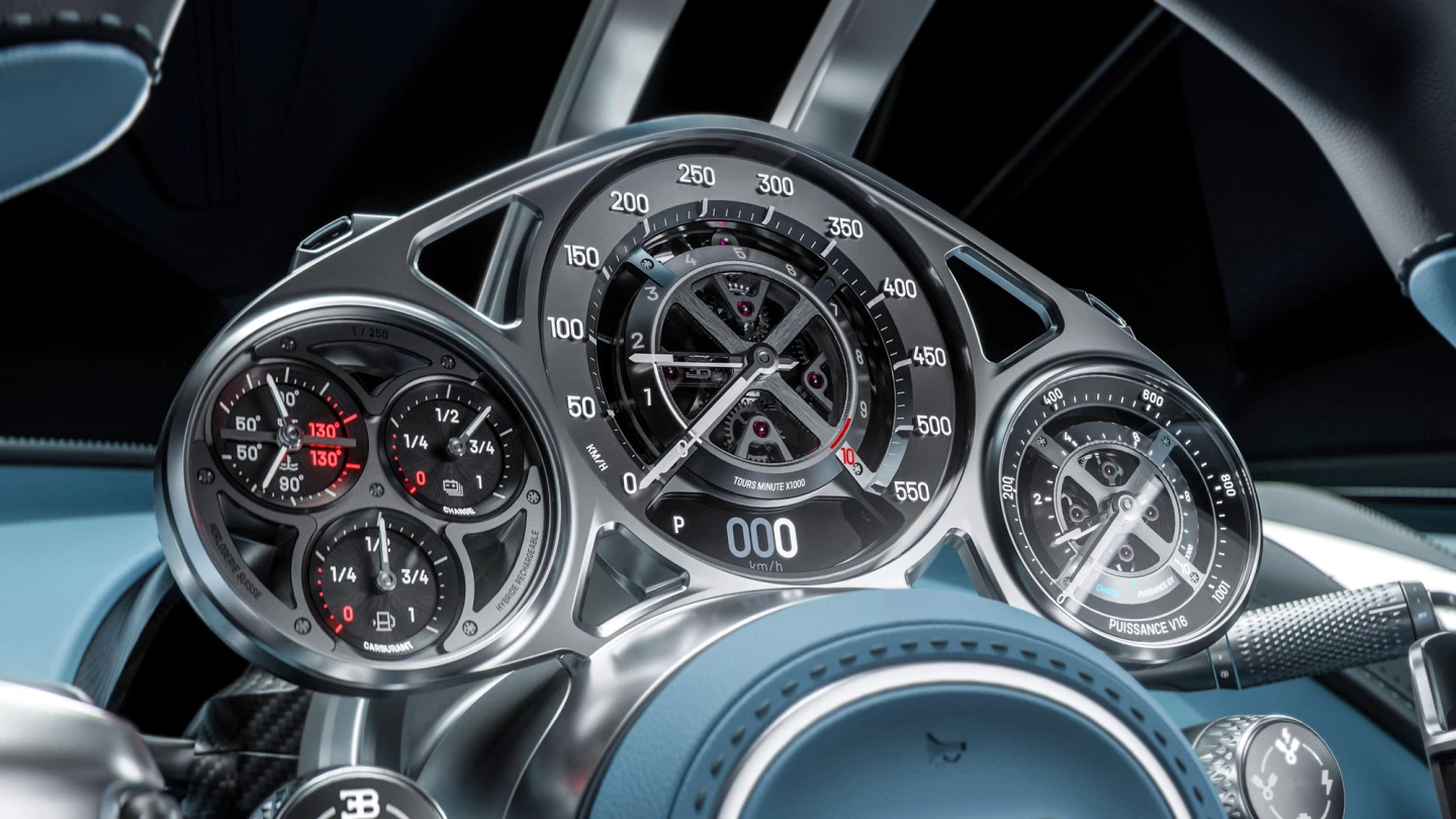 Like a Swiss clock, actually made by Swiss clock makers, the Bugatti Tourbillon tells you what time it is. Time for money