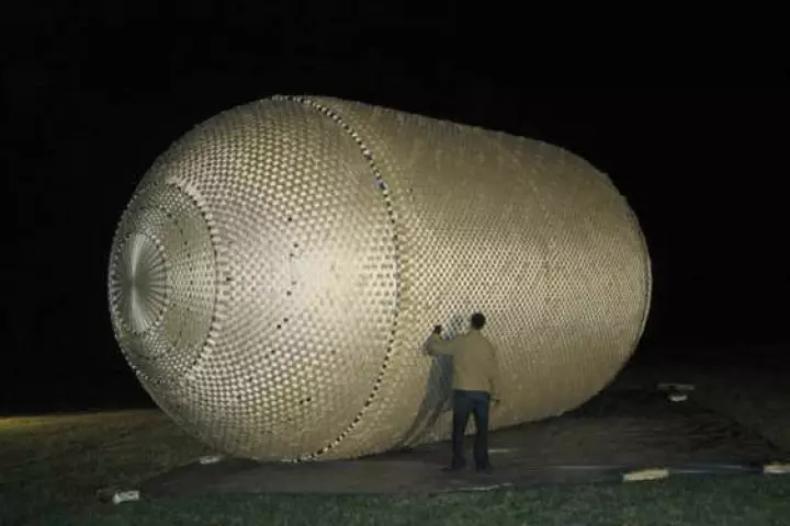 The giant plug inflates to roughly 32 feet (9.7 m) long and with a diameter of 16 feet (4.9 m) to seal off a section of tunnel (Photo: ILC Dover)