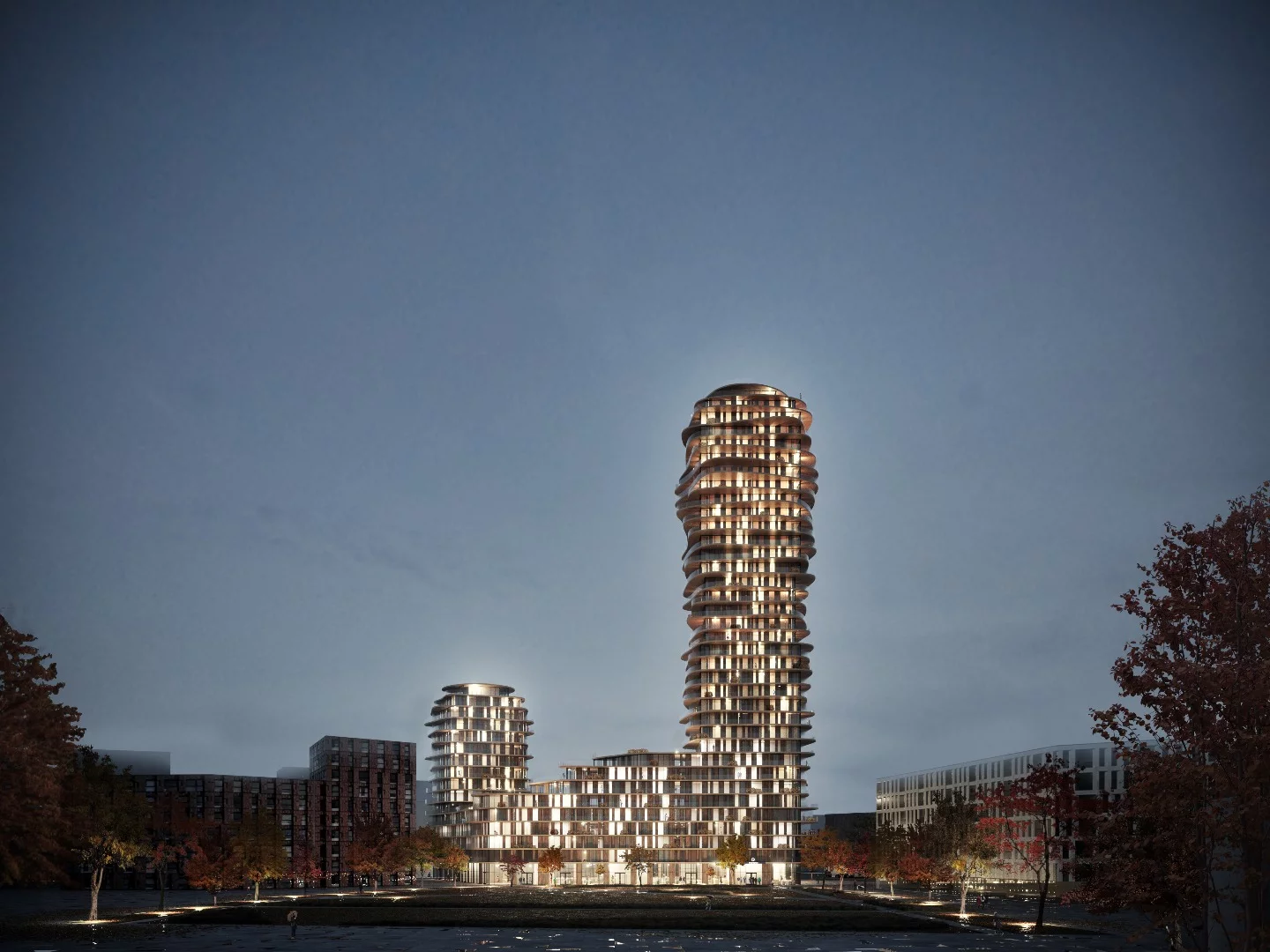 The Discus tower will house between 450 to 500 apartments of different sizes spread out over 30 floors