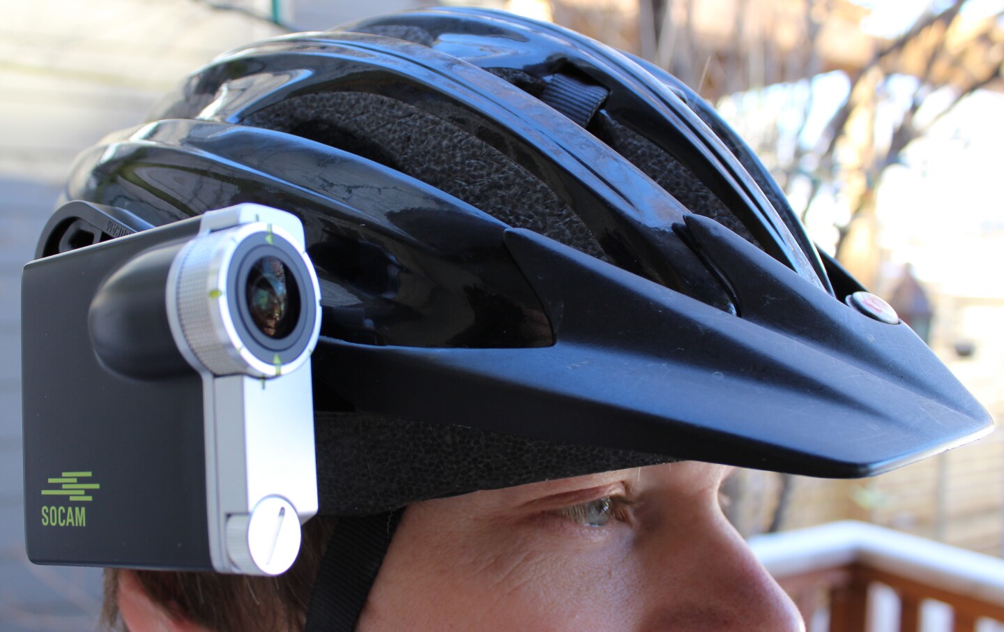 The Socam has a lower profile than cameras such as the GoPro Hero