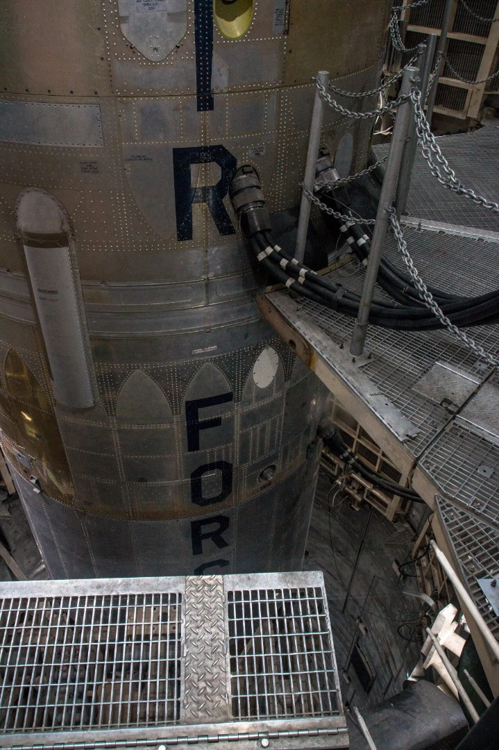 The silo showing one of the maintenance platforms in position