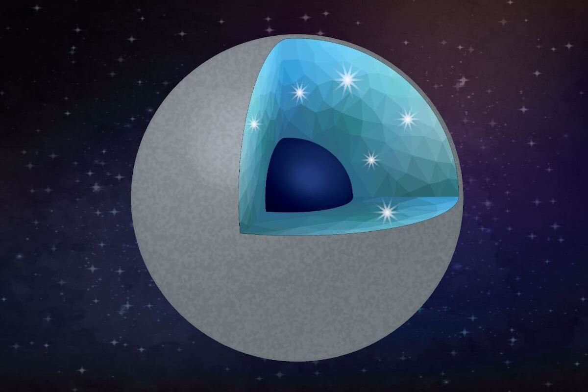 A cutaway rendering of a hypothetical diamond-rich planet