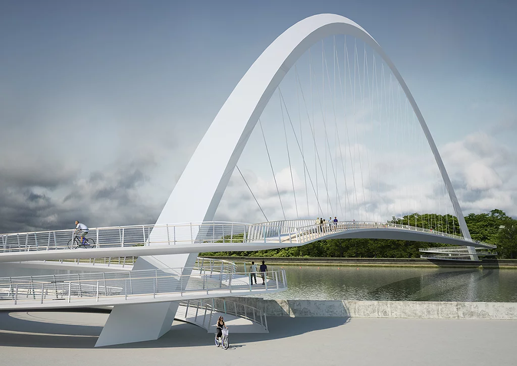 A huge arch support the bridge's span (Image: NEP Bridge Competition)
