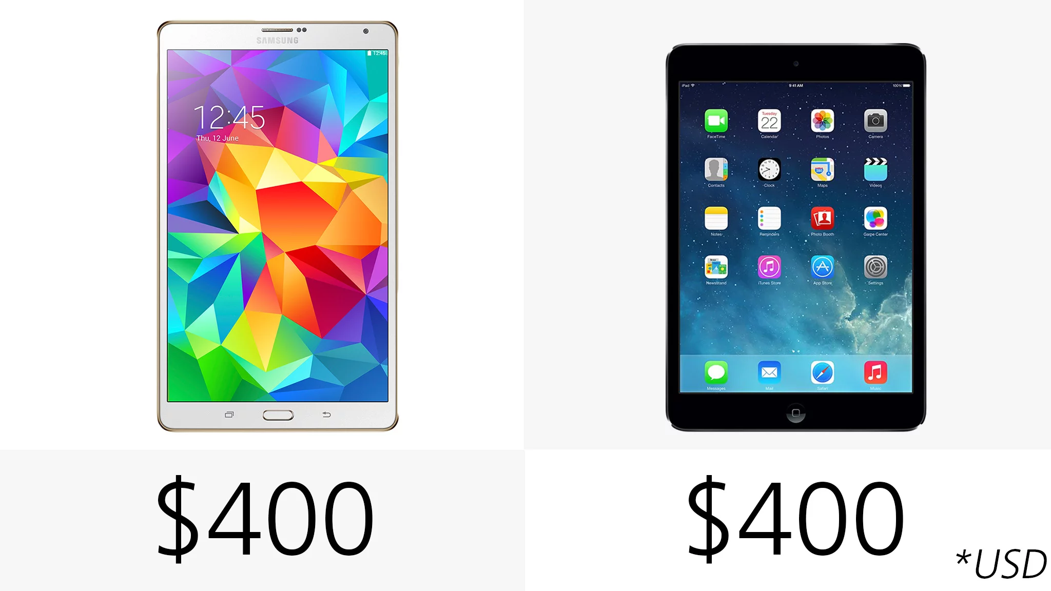 Both tablets start at US$400, for 16 GB Wi-Fi only configurations