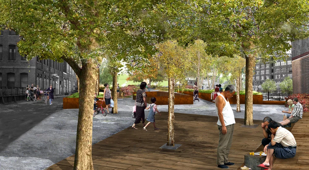 The Philadelphia Rail Park is envisioned as being heavily planted with native vegetation