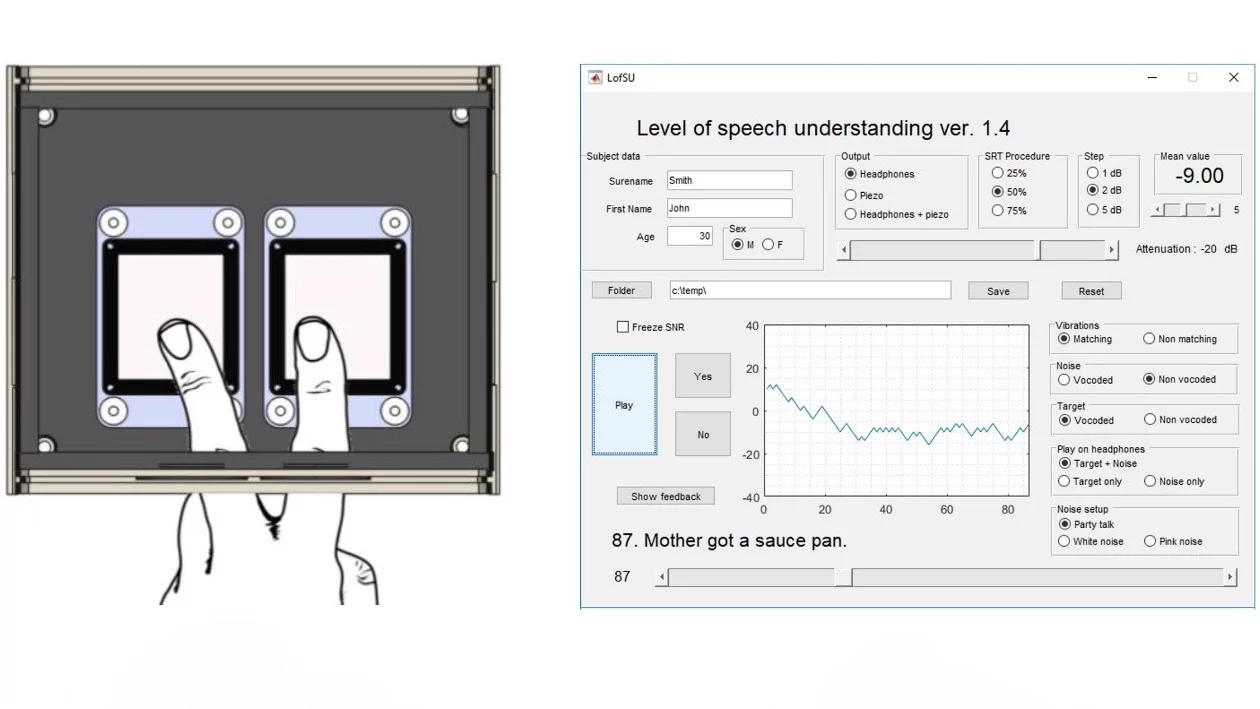 A diagram of the Vibrating Auditory Stimulator, which required no training to use