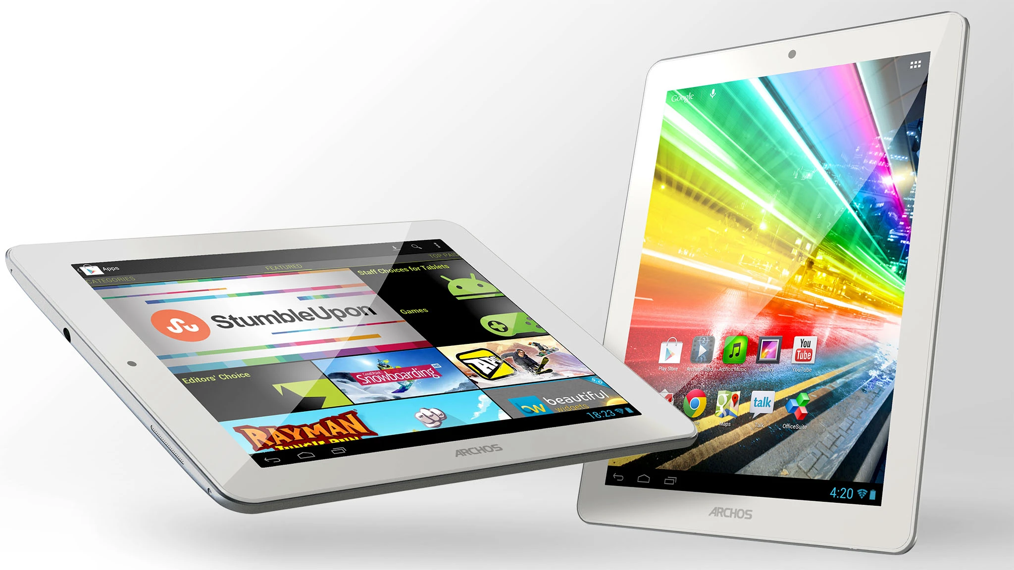 The 80 Platinum (left) takes cues from the iPad mini, while the 97 Platinum HD borrows from the 3rd or 4th-generation iPad