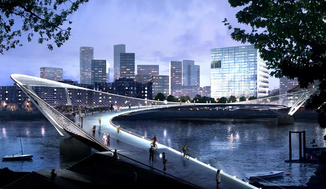 A design that gives the impression of having been stretched in opposing directions (Image: NEP Bridge Competition)