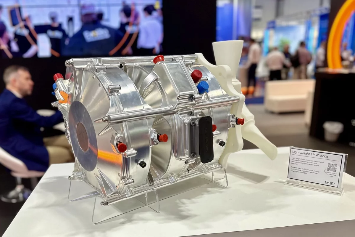 Evolito stacks together three of its D500 motors into a high-power drive unit with 1 megawatt of continuous power