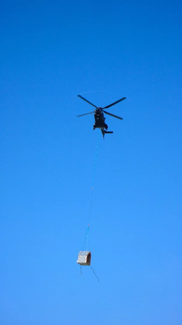 Alpine shelter gets flown in