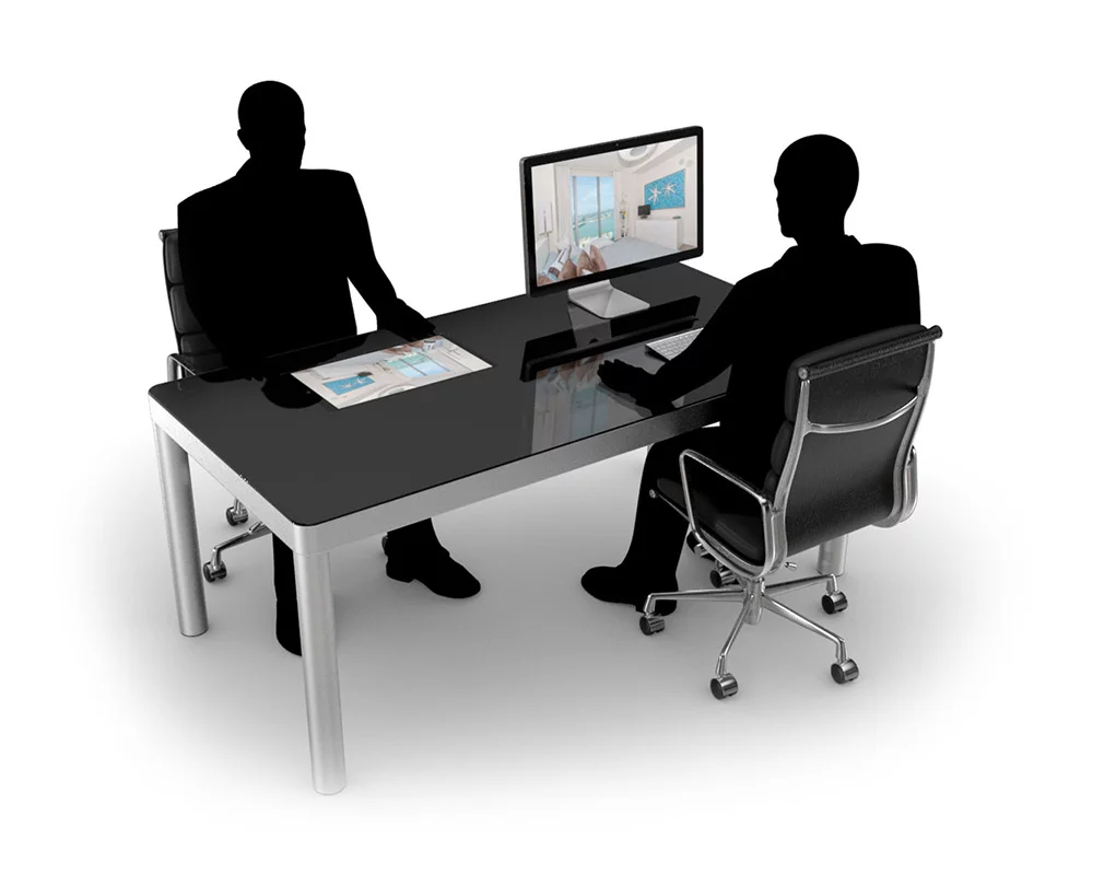 With Sharetable, both the computer and a secondary (21.5-inch 1080p multitouch) monitor are embedded inside the desk