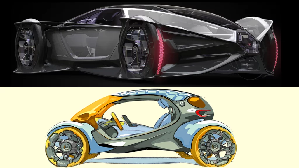 Cadillac Aera and smart 454 vehicles tied for the 2010 LA Auto Show Design Challenge
