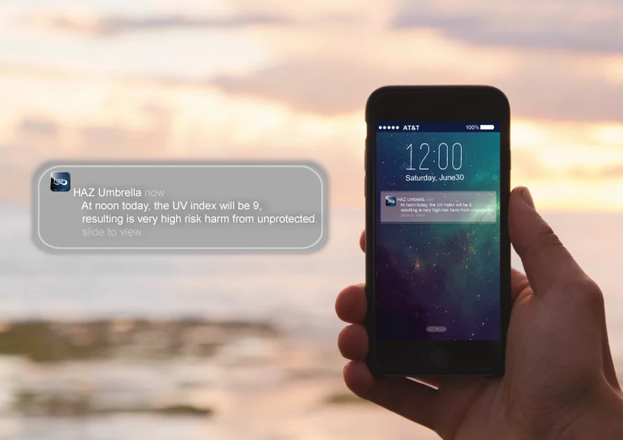 The Haz Umbrella's accompanying app provides UV forecasts