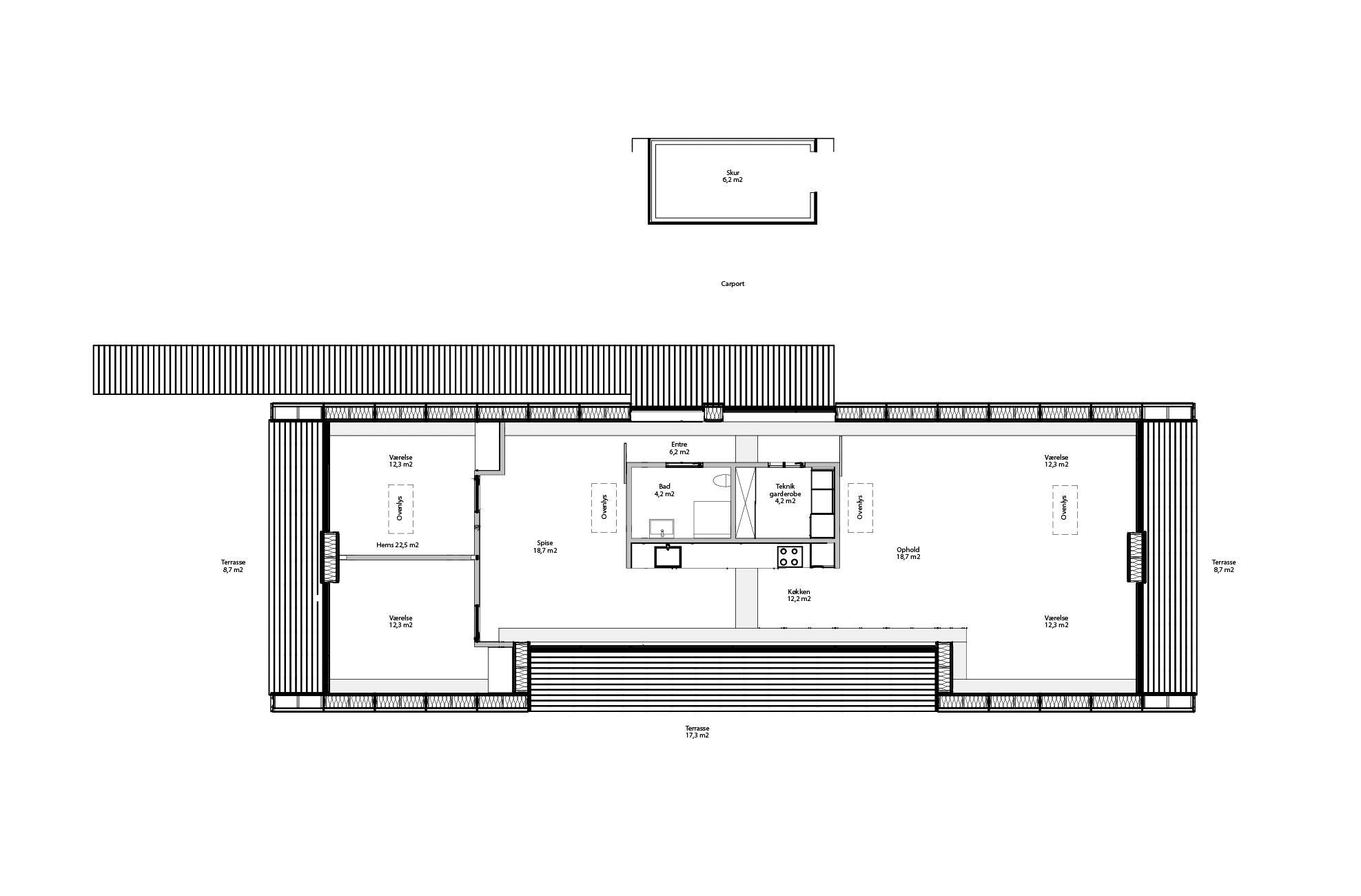 Architectural drawing of the Maintenance Free House (Image: Arkitema Architects)