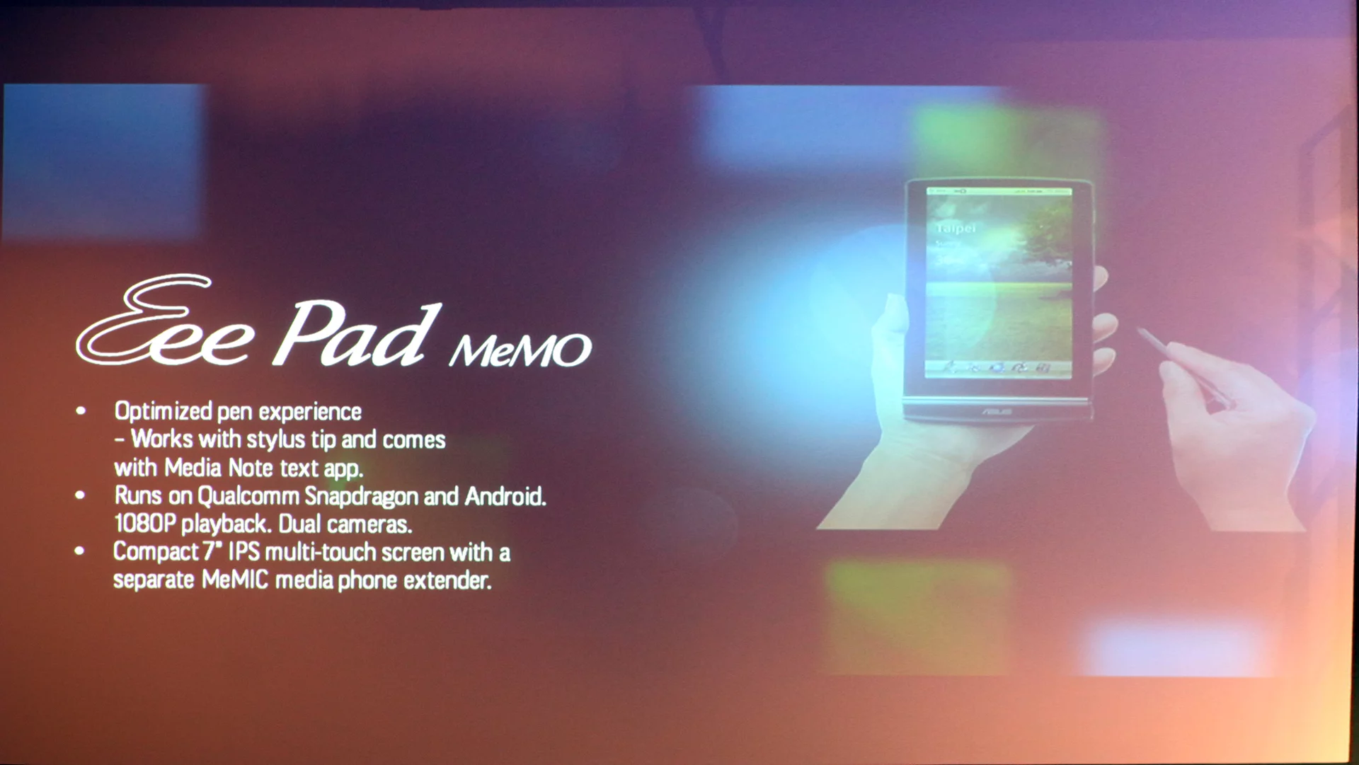 7-inch Eee Pad MeMO key specs