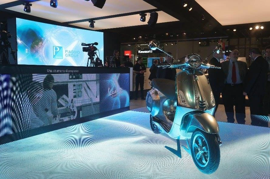 Piaggio’s Vespa Elettrica scooter at EICMA in Milan two years ago