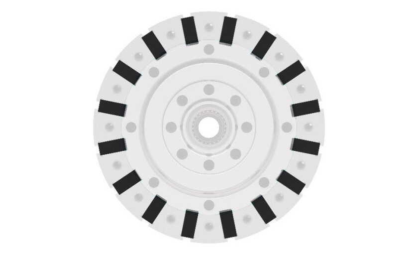 Magnets are arranges perpendicular to the hub surface, radiating outward like the spokes of a wheel