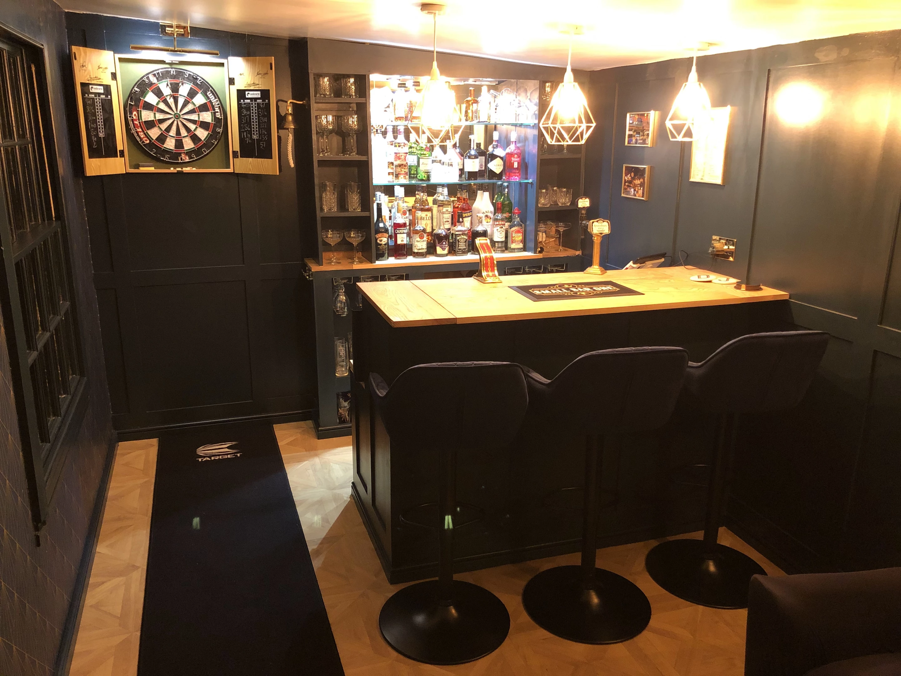 Small Bar One was designed by Dean Scoggins and is named after the bar chain where he and his wife met. He worked on the project with his father, who recently passed away, so it now holds special meaning to him. The project is a finalist in the Pub/Entertainment category