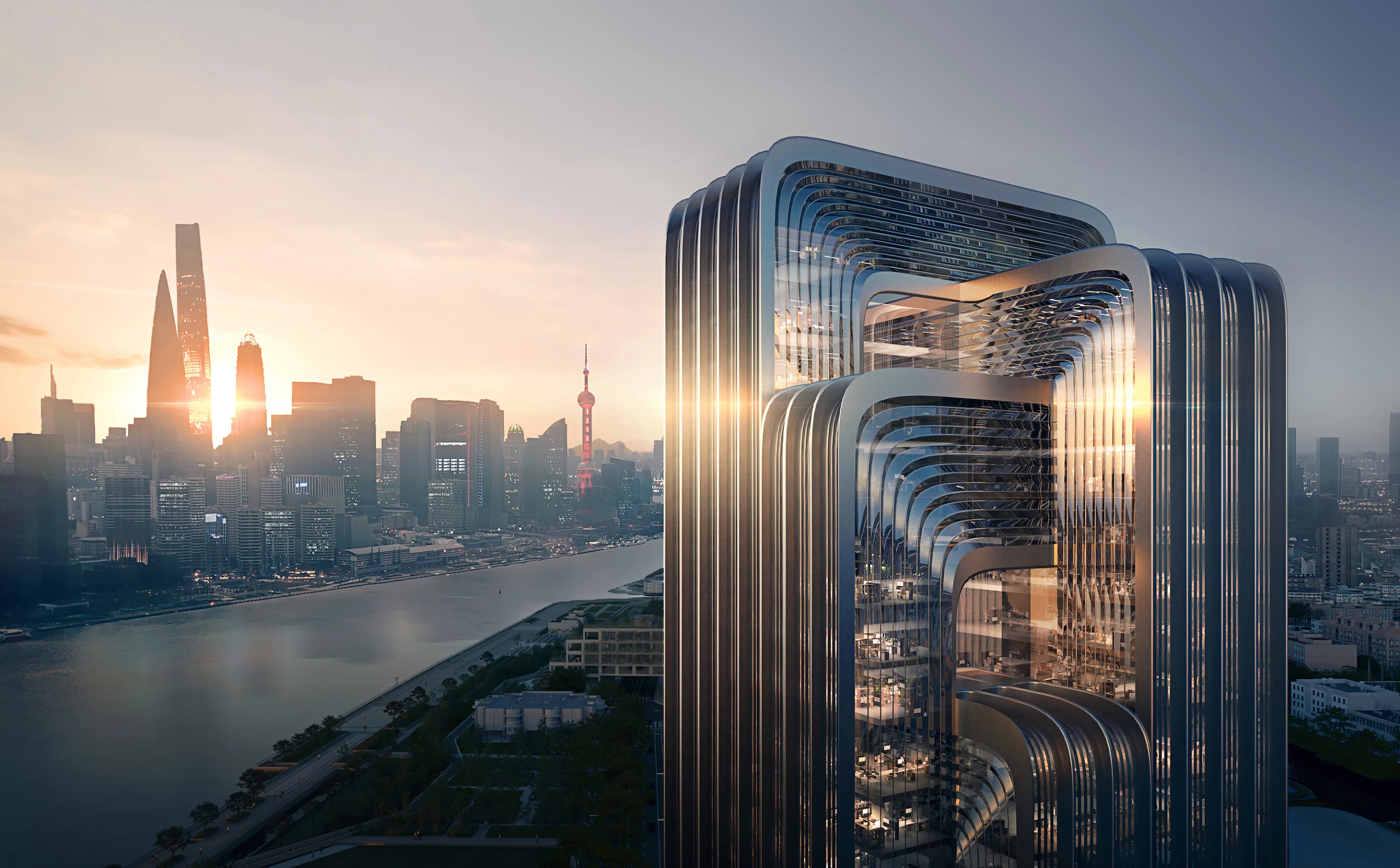 The CECEP headquarters will be Shanghai's "greenest" new building, according to Zaha Hadid Architects