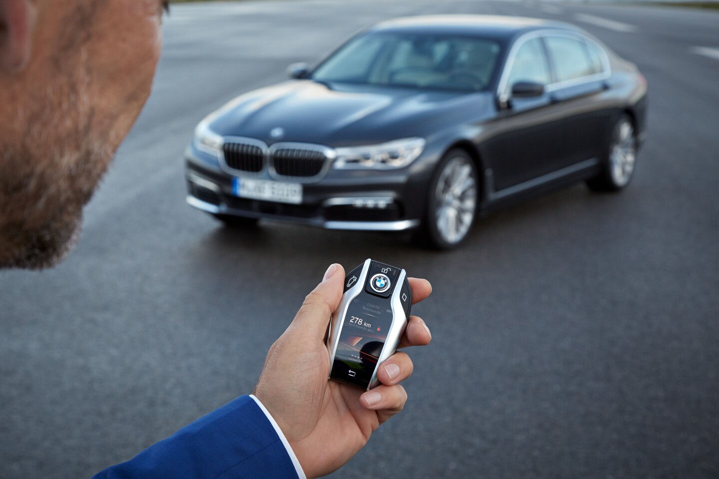 The 7 Series will park itself at the touch of a button on the driver's key