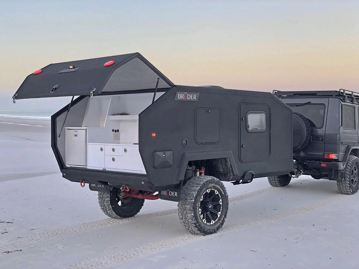 The tailgate doubles as a kitchen roof