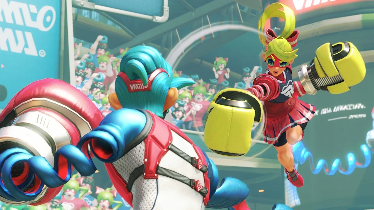 Arms is a motion-controlled fighting game where two players duke it out with extendable boxing gloves